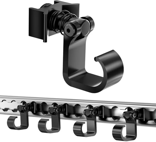 vandrabase Airlineschiene Zubehör (4 Stück) | Airlineschiene Fitting Haken mit Einzelbolzen & Federmechanismus | L-Schienenhaken bis 45 kg für Zurrschienen | Für Anhänger, PKW & Garage, Schwarz