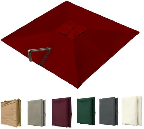 VLKLPZAHAK Auvent De Remplacement pour Parasol Déporté Carré De 3 M, Toile De Rechange pour Parasol De Jardin Extérieur, Housse De Rechange 8 Baleines Protection UV(Burgundy,3x3m (9.8x9.8ft))