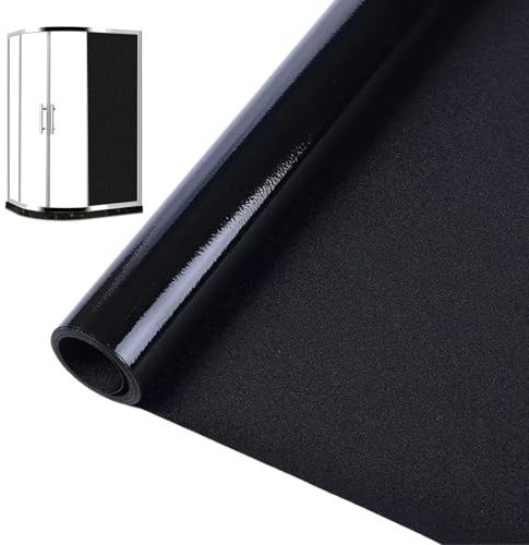 Sun Blocking Window Film - Opaque Black Privacy Sheet, Removable Frosted Glass Cover | Non Adhesive Vinyl Film Texture, Light Filtering Layer with Heat Reduction for Basement Nursery Offices RV Use