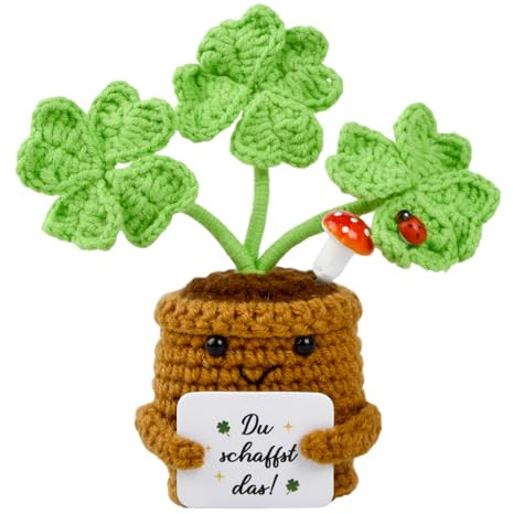 QINGZY Künstliche Blumen Häkeln, Mini Gestrickte Blumentopf, Häkelblume Blumen Topfpflanze, Kleine Handgefertigte Häkelblume für Home Office Tischdekoration Geschenk (C)