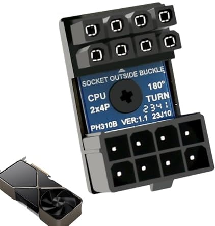 Angled Graphics Card Connector - 8 Pin Power Turn Adapter, Low Profile | Video Card Extension Interface, Secure Fit | Efficient Wiring Direction Solution for Pc Builds Cable Management