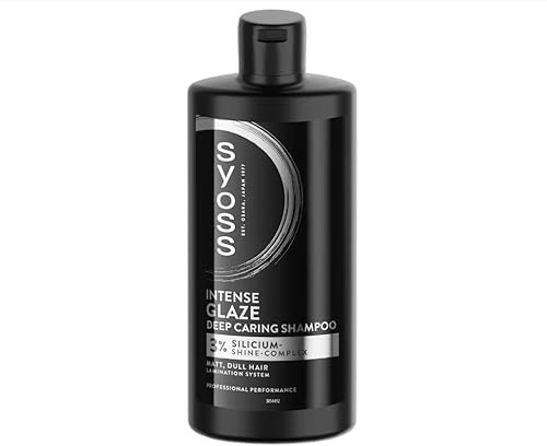 Syoss Intense Glaze Shampoo 440 ml – Professional Hair Care Shampoo with 3% Silicium for Deep Shine, Smoothness and Easy Comb-Through, Hair Strengthening Formula for Dull and Lifeless Hair