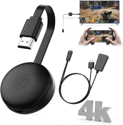 4K Wireless HDMI Display Dongle Adapter, Ricevitore Screen Mirroring per iOS/Android/Windows/macOS/Laptop/Tablet su TV/Monitor/Proiettore, HDMI Extender compatibile con AirPlay, Miracast, DLNA