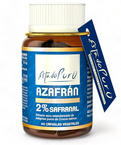 Azafrán 2% Safranal con Vitamina B6 Estado Puro, 40 Cápsulas | Extracto de Azafrán Certificado de Origen Español, 3,5% en Lepticrosalides, Vegano, Equilibrio Emocional y Ánimo Positivo