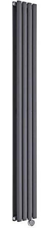 Milano Aruba 1000W Anthracite Vertical Double Oval Panel Electric Radiator - 1780mm x 236mm