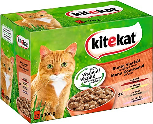 Kitekat Katzenfutter Bunte Vierfalt in Sauce, 100 g (12er Pack)