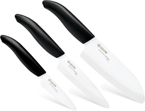 Kyocera GEN 3er-Messerset | Keramik Santoku Messer, Gemüsemesser, und Schälmesser | Klinge 14, 11, 7,5 cm | ergonomischer Griff | extrem scharfes Küchenmesser | Kochmesser Profi Messer
