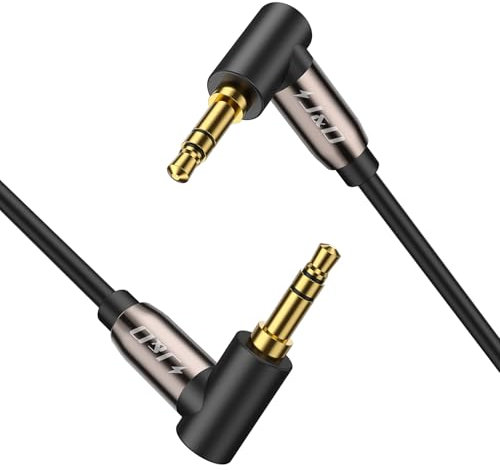 J&D Gold-Plated 3.5mm Stereo Audio Aux Cable 90 Degree Right Angle Compatible for iPhone and Most Phone Devices, Speakers and All Other devices, 4.5 Meter