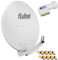 FUBA 4 Teilnehmer Digital SAT Anlage DAA780G hellgrau + Hochwertiger Quad LNB weiß + 8 Vergoldete F-Stecker