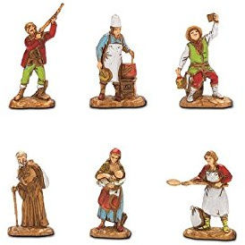Landi Moranduzzo Schäferhund, 6 Krippen, Miniatur, 3,5 cm