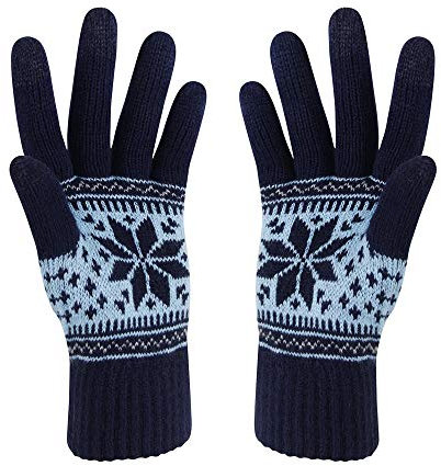VENI MASEE Winter Touchscreen Handschuhe Schnee Blume Druck halten warm für Frauen und Männer
