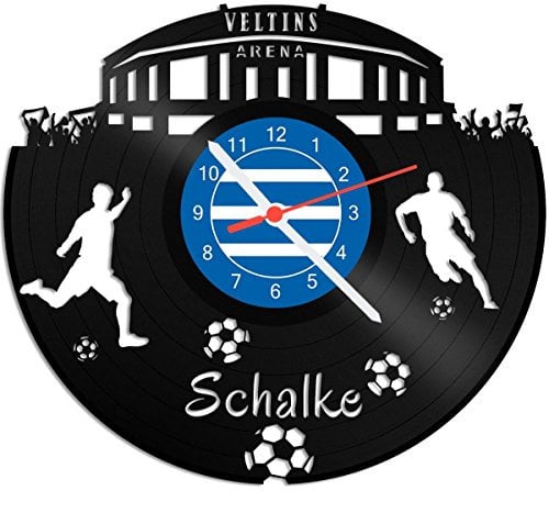 GRAVURZEILE Schallplattenuhr Schalke - 100% Vereinsliebe - Upcycling Design Wanduhr aus Vinyl Made in Germany