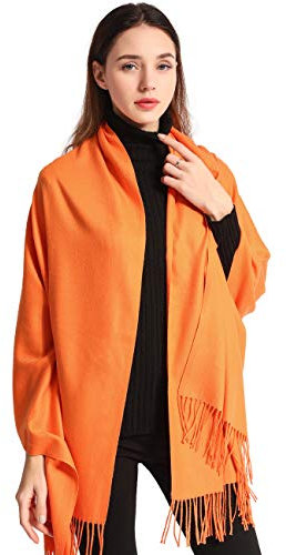 EASE LEAP Pashmina Regalo Boda Invitados Bufanda De Invierno Para Mujer Chal Fiesta Suave Grueso para Mujeres Estolas 200X86cm（Naranja）