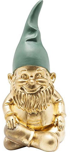 Kare Design Deko Figur Zwerg Sitting, Gold/Grün, Deko Objekt, Dekoration für Wohnzimmer, Schlafzimmer, Büro, Regale, Gartenzwerg, Accessoire, 19x9x9 cm (H/B/T)