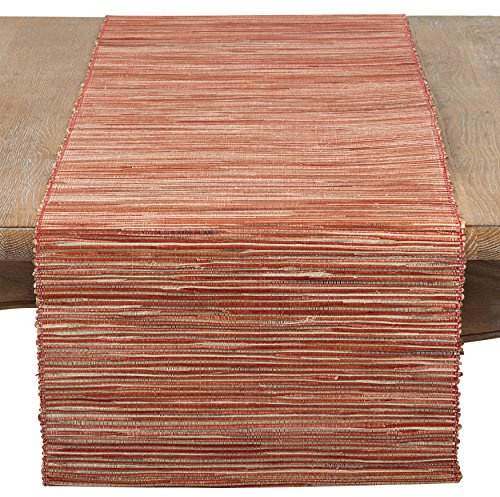 SARO LIFESTYLE 217.RU1454B Melaya Collection Shimmering Woven Nubby Water Hyacinth Table Runner, 14 x 54, Rust