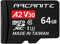 ARCANITE 64GB MicroSDXC Memory Card with Adapter - A2, UHS-I U3, V30, 4K, C10, Micro SD, Optimal Read Speeds Up to 95 MB/s, 64 GB