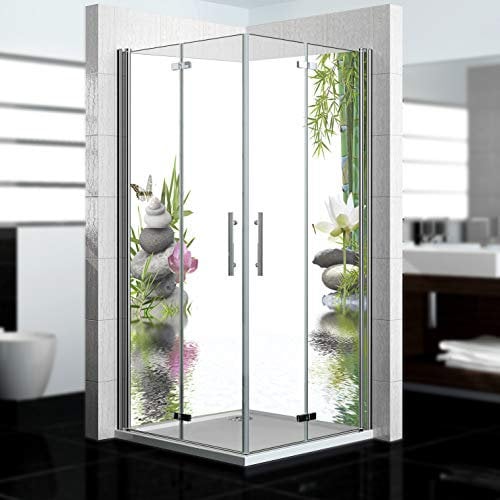 dedeco Alu Eck-Duschrückwand mit Zen Motiv V3-2 x 90x200 cm - Perfekt als Badrückwand zum Fliesenersatz, passend für viele Bäder als Dekorwand aus hochwertigem Aluminium - Made in Germany