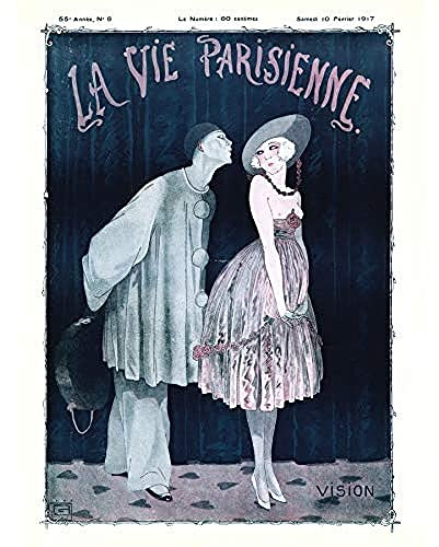 Artery8 La Vie Parisienne Kissing Pierrot Clown Magazine Cover Unframed Wall Art Print Poster Home Decor Premium Cover der Zeitschrift Startseite Wand Zuhause Deko