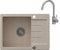 VBChome Spülbecken Beige Granit 60 x 44 cm Einzelbecken Einbauspüle gesprenkelt reversibel Verbundspüle + Siphon Waschbecken Armatur