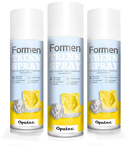 Oputec 3 x 500ml Spray distaccante per stampi per Applicazioni Creative: Agente distaccante con Effetto Antiaderente per stampi in plastica, stampi in Silicone, Cemento Creativo - Made in Germany