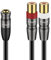 J&D 3.5 mm to 2 RCA Cable, Durable Copper Shell Heavy Duty PVC Coated 3.5mm Female to 2RCA Female Stereo Audio RCA Cable Adapter, 0.2 Meter