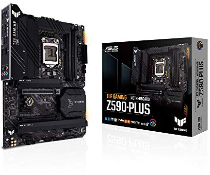 ASUS TUF Gaming Z590-Plus, LGA 1200 (Intel11th/10th Gen) ATX Gaming Motherboard (PCIe 4.0, 3xM.2/NVMe SSD, 14+2 Power Stages,USB 3.2 Front Panel Type-C, 2.5Gb LAN, Thunderbolt 4, Aura RGB Lighting)