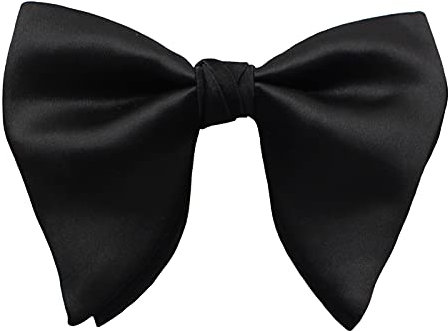 Lovacely Papillon da uomo oversize in raso di seta tinta unita formale smoking grande papillon, C- nero., taglia unica