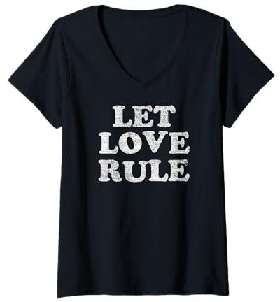 Damen Lenny Kravitz Let Love Rule Text T-Shirt mit V-Ausschnitt