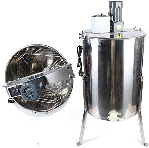 Honigschleuder 4 Rahmen Honey Extractor mit Glasdeckel Elektrisch Tangentialschleuder Universal Honigextractor Stufenlos Einstellbar Bienenzüchter Zubehör 120W