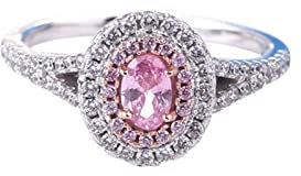 Musihy Verlobungsring Damen, Ring Verlobung Halo Ring Zirkonring Pavé Fassung Zirkonia Rosa Ringgröße 55 Jahrestag Geschenk für Sie
