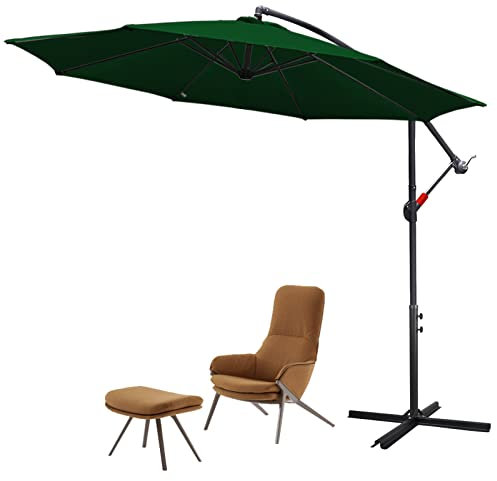 Sonnewelt Sonnenschirm Ø 350 cm | Alu Ampelschirm Groß mit Kurbel | Aluminium Gartenschirm UV-Schutz | Kurbelschirm mit Ständer - Grün