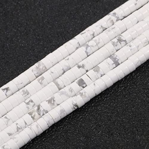 ACYUNLEI 1 Strand 4x2mm Natural Gemstone Heishi Beads, Loose Flat Round Undyed Cylinder Flat Spacer Stone Beads for Bracelet Earrings Jewelry Making, Howlite