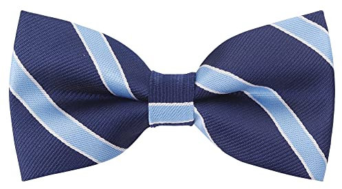 WANYING Herren Klassisch Fliegen Schleife mit Hakenverschluß Bereits Gebunden Verstellbar 12×6cm - Gestreift Dunkelblau Hellblau