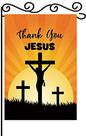MEFENG Thank You Jesus Gartenflagge – Gott christliche Leidenschaftswoche Krippe Hof Dekor – Gott Segen Outdoor Dekor – Krippe religiöse Haus Dekoration – doppelseitige Flagge 30,5 x 45,7 cm