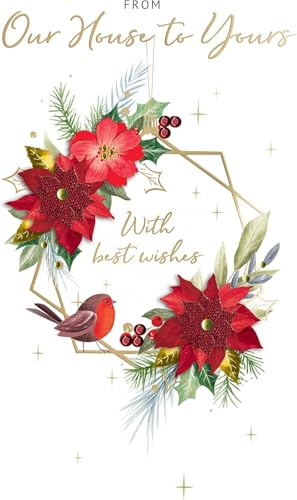 From Our House To Yours Embellished Christmas Card Hand-Finished Champagne Cards XCDC395