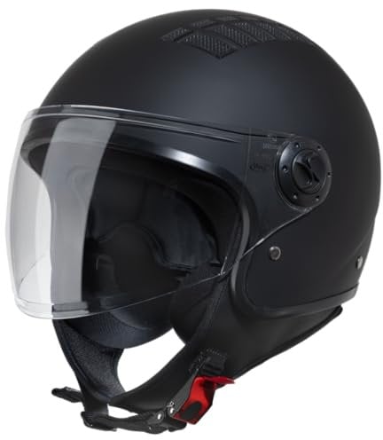 VINZ Como Jethelm mit Visier ECE 22.06 Zertifiziert | Roller Helm Mopedhelm Für Motoroller & Vespa | Herren & Damen | Motorradhelm in XS-XL | Erhältlich in 4 Farben - Matt Schwarz