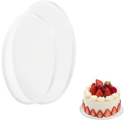 AIYONG Premium Cake Board Set, 3 Rund Tortenunterlagen - 3mm, Acryl Nicht Klebend Wiederverwendbar, 21cm+16cm Rund Kuchenplatte, Tortenteller, kuchenplatte Dick Mit Schutzfolie