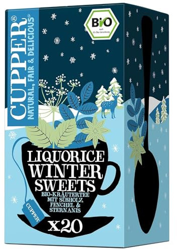 Cupper Bio-Kräutertee Liquorice Winter Sweets, 20 ungebleichte Teebeutel, umweltfreundlich, fair gehandelt
