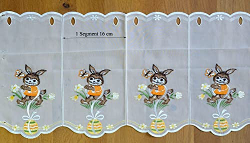 1 Teil (Segment) Kurzgardine mit Stickerei Osterhase ca. 16 x 40cm (B/H)