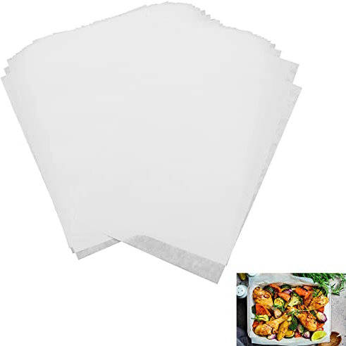 Joyfair Baking Paper 100 Sheets, Rectangular, Waterproof, Greaseproof, Non-Stick Baking Paper Cuts, 40.3 x 30.2 cm, Wax Paper, Cheese Paper for Burgers, Pizza, Sandwiches, Meat, White