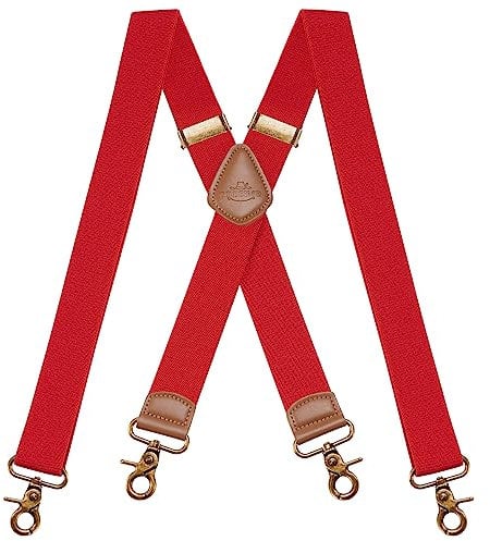 Dresime Hosenträger für Herren mit 4 starken Haken-Clips, X Form elastisch einstellbar Hosenträger für Männer und Damen Arbeitshosen Stark Motorradhose Overalls Jeans