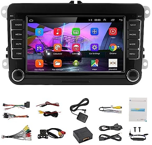 EC Breath Radio Coche 2 DIN para VW, 7 Pulgadas Pantalla Táctil con Bluetooth GPS Navigator Enlace Espejo Cámara Visión Trasera para VW Skoda Passat Touran Golf