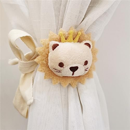 CULASIGN 2er-Pack Vorhanghalter mit Schnalle, Tiger Pinguin Stern Vorhang Raffhalter für Kinderzimmer, Cartoon Vorhangschnalle Raffhalter Vorhang Seil Gardinenhalter (2pcs,Löwe)