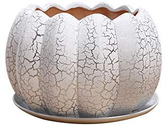 HWSY Macetas de cerámica Grieta de Plata Maceta de cerámica Macetas Forma de Calabaza Maceta de cerámica de Cactus Contenedor de jardín Decorativo para Interiores y Exteriores para Plantas suculentas