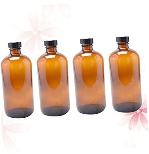 Mobestech 4pcs Brown Glass Bottles Glass Jars with Lids Round Glass Shot Glass with Lid Dark Shampoo Bottles with Bakelite Lid Shot with Lid Vase Glass Apothecary Amber Filling