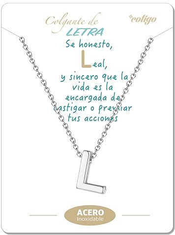 cotigo Initialen-Halskette aus Edelstahl, kleinem Buchstaben-A-Z-Anhänger – Schmuckgeschenk für Mutter, Geburtstag, Freundin oder Freunde, Farbe Silber und Golden (L-Silberne)