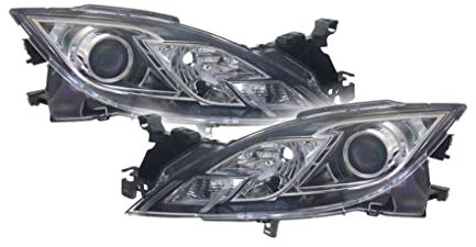 DEPO Set Hauptscheinwerfer Scheinwerfer H11 H9 + Set Satz Links und Rechts Kompatibel mit Mazda 6 Sport GH Kombi Limo 2010-2011