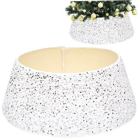 Glitzer-Baum-Kragen Mit Pailletten - Weihnachtsbaum-Rock, Ring, Korb-Abdeckung Für Urlaub, Zuhause, Party - Weihnachtsdekoration, Ornamente, Silber, 71,1 cm