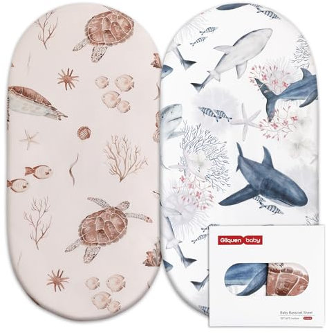 GLLQUEN BABY Bettlaken Spannbettlaken für Babybett 2 Pack,Matratzenschoner für Laufgitter, Oeko-tex100 Moseskorb Stubenwagen Baby Spannbetttuch Bezug, Kinderwagen Matratzenbezug für Neugeborenes