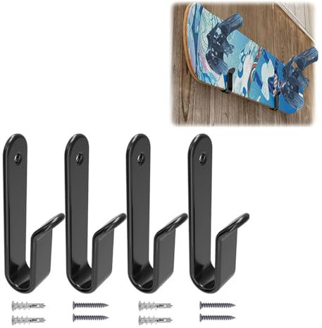 YGMXZL Horizontale Snowboard Wandhalterung,Skateboard Wandhalterung,Skateboard Wall Mount Display Rack für Skateboards,Surfbrettern Oder Longboards 4 Stück